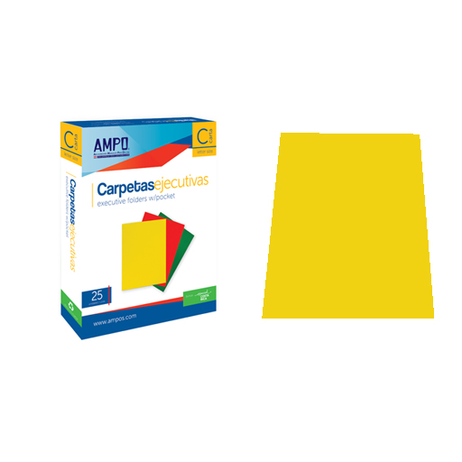CARPETAS EJECUTIVAS BARNIZADAS CON SOLAPA AMARILLO CAJA