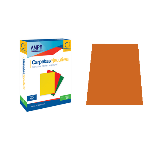 CARPETAS EJECUTIVAS BARNIZADAS CON SOLAPA NARANJA CAJA