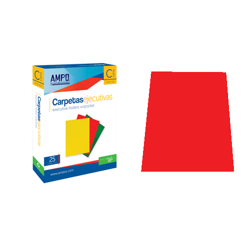 CARPETAS EJECUTIVAS BARNIZADAS CON SOLAPA ROJO CAJA