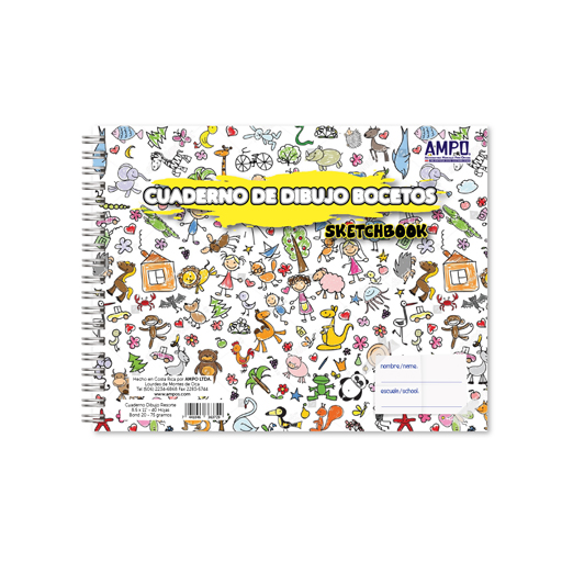 Cuaderno Dibujo Resorte 8,5 x 11 - 40 Hojas Bond 20 - 75 gramos