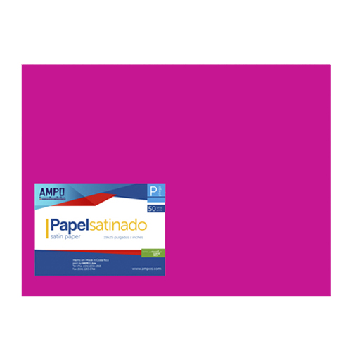PAPEL SATINADO FUCSIA PLIEGO 50U AMPO