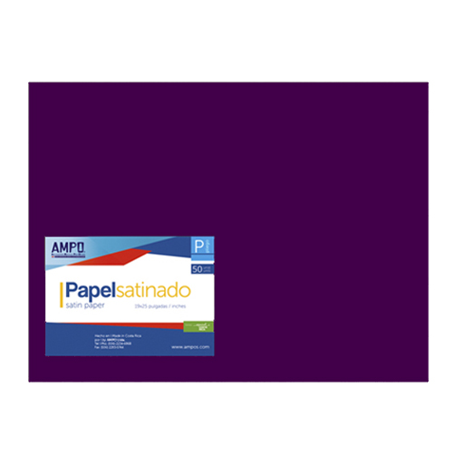 PAPEL SATINADO MORADA PLIEGO 50U AMPO