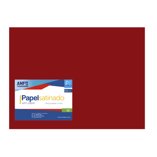PAPEL SATINADO ROJO PLIEGO 50U AMPO