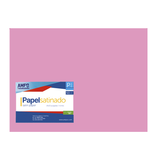 PAPEL SATINADO ROSADO CLARO PLIEGO 50U AMPO
