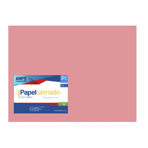 PAPEL SATINADO ROSADO OSCURO PLIEGO 50U AMPO